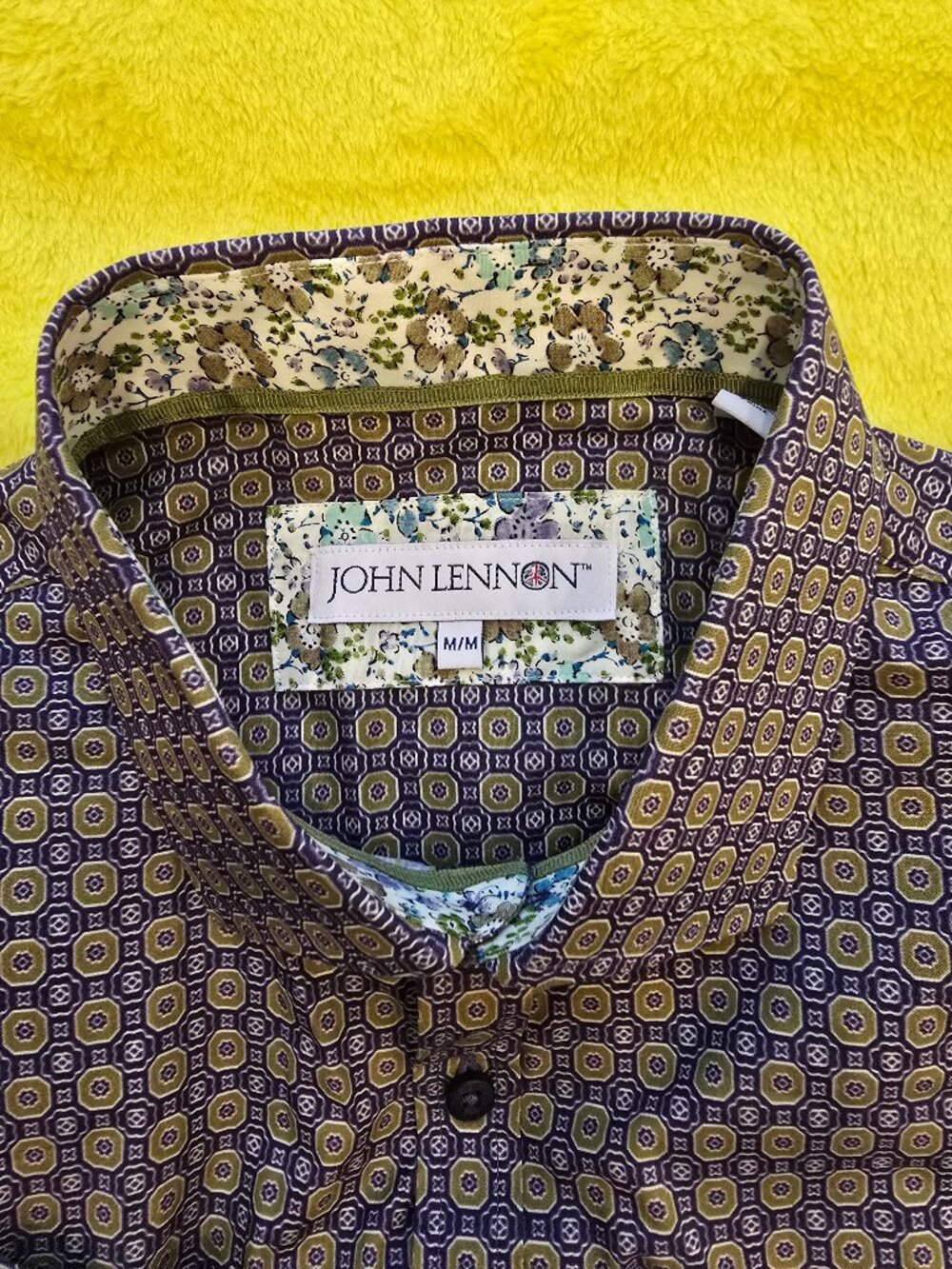 NWT John Lennon English Laundry mens Retro geometric medallion dress shirt in M - Picture 8 of 9